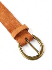 1 pièce Ceinture décontractée en PU marron vintage, avec boucle en métal bronze antique, convient pour jeans, pantalons d'été, école d'automne, automne, Halloween