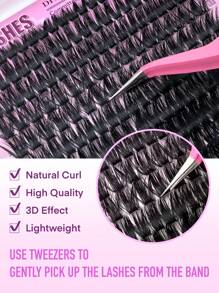 320 PIEZAS Racimos de pestañas individuales 80D Rizado D 9-16mm Kit de extensión de pestañas postizas Súper gruesas, de volumen dramático, esponjosas, ultraligeras y súper suaves, reutilizables para uso personal en el hogar o en movimiento para la vida diaria, boda, citas, fiestas, festivales de música y Halloween