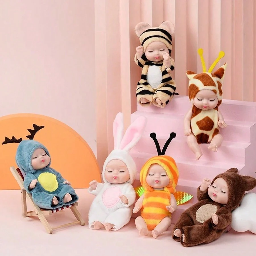 1pc Kawaii mô phỏng búp bê tái sinh đồ chơi mini dễ thương ngủ loạt búp bê hoạt hình động vật đồ chơi cho trẻ em quà tặng sinh nhật