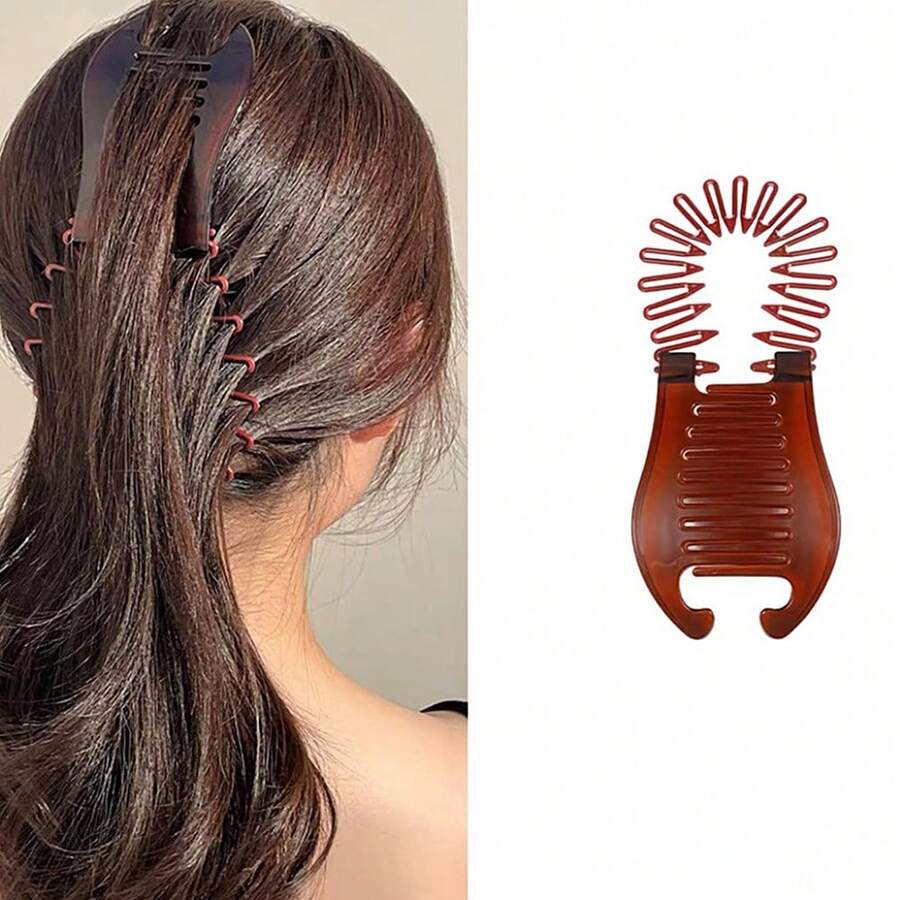 1pc Interlocking Side Hair Comb, Hair Styling Tool, Hair Accessory - Multicolor - View 1