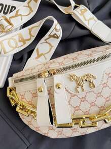 Túi đeo chéo ngực màu trơn dung tích lớn hợp thời trang, Túi thắt lưng trang trí dây chuyền & Ví đeo, Túi đeo thắt lưng thông thường để đi bộ đường dài và leo núi ngoài trời, Túi đeo hông du lịch thể thao đa chức năng có dây đeo có thể điều chỉnh, Túi đeo vai đi làm hàng ngày đa năng - Màu be - Xem 5