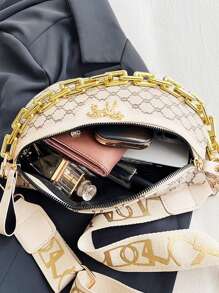 Túi đeo chéo ngực màu trơn dung tích lớn hợp thời trang, Túi thắt lưng trang trí dây chuyền & Ví đeo, Túi đeo thắt lưng thông thường để đi bộ đường dài và leo núi ngoài trời, Túi đeo hông du lịch thể thao đa chức năng có dây đeo có thể điều chỉnh, Túi đeo vai đi làm hàng ngày đa năng - Màu be - Xem 6