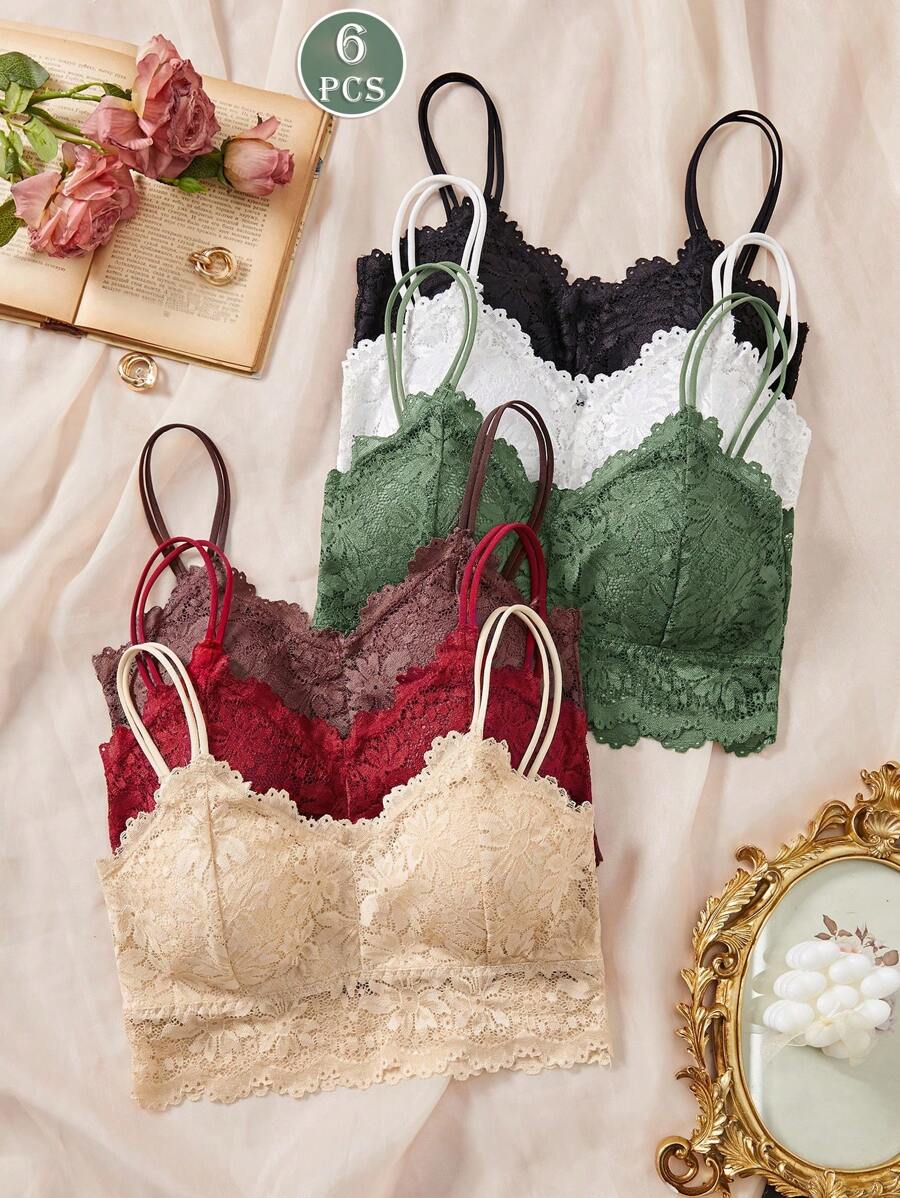 6pcs Women Multicolor Lace Non-Wired Comfortable Lingerie Sets - Multicolor - View 1