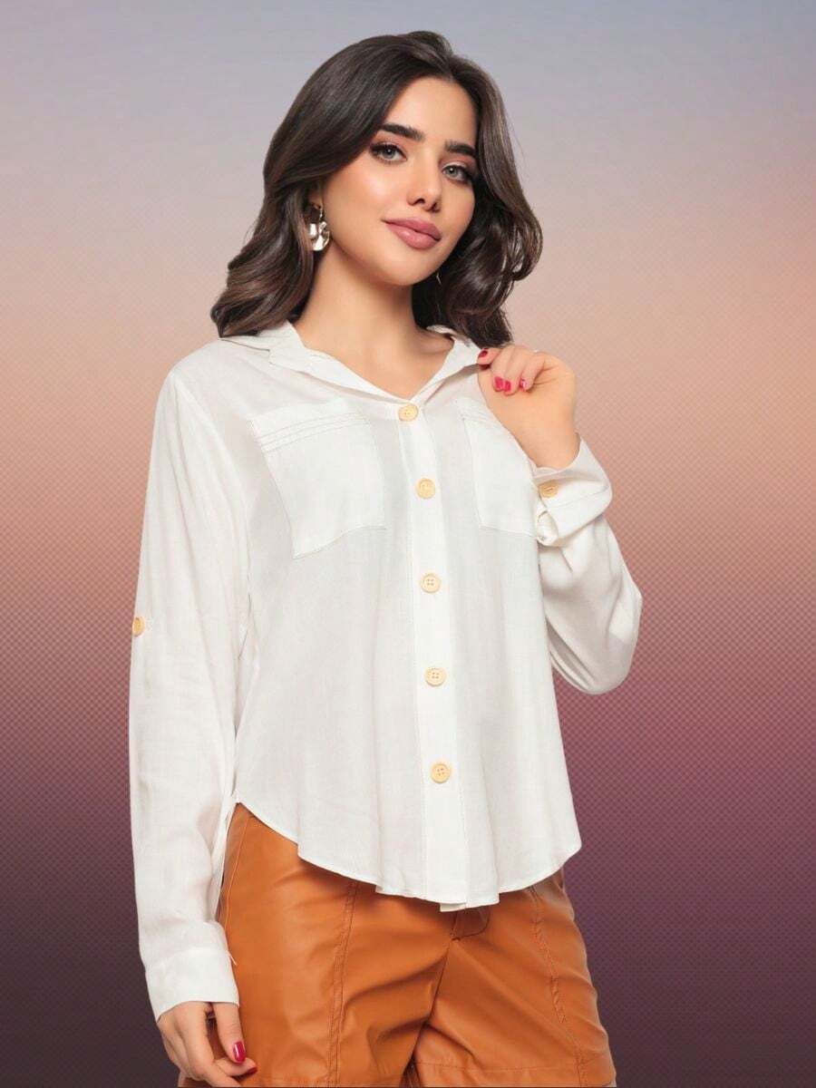 Women Blouses - 白色 - 查看 1
