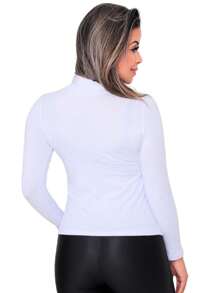 Kit 3 Blusas Femininas Manga Longa Gola Alta Viscolycra
