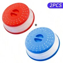 1 pieza/2 piezas Protector plegable y ventilado contra salpicaduras para microondas con mango de agarre fácil - Filtro de alimentos apto para lavavajillas para preparación de comidas y utensilios de cocina - Multicolor - Ver 17