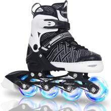 Adjustable Inline Skates For Kids,Roller Skates With Featuring All Illuminating Wheels - Beginner Skates For Girls And Boys,Youth Teens - A-black - View 2