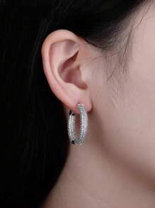 1 Pair Fashion Cubic Zirconia Hoop Earrings For Women For Wedding Engagement Anniversary Party Jewelry Valentine's Day Gift Valentines,Mom,Mother,Mother's Day,Gift