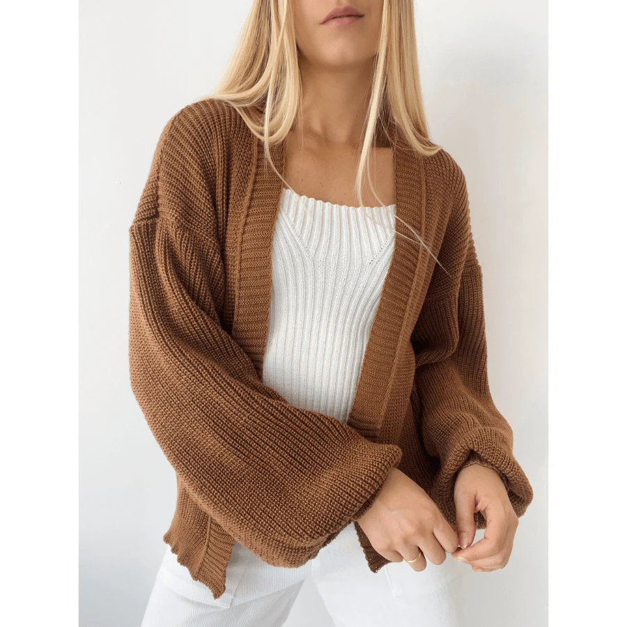 Casaco Tricot Básico Manga Bufante