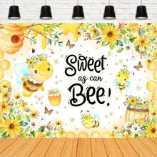 小蜜蜂主题生日横幅背景甜蜜蜜蜂采蜜向日葵花雨生日派对蛋糕桌装饰摄影人像道具乙烯基 - 彩色 - 查看 14