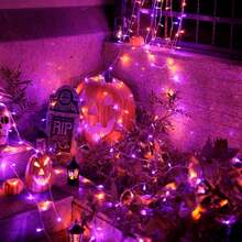 KBO JMEXSUSS 600 LED Christmas String Lights Outdoor, Orange And Purple Lights Clear Wire, Christmas Twinkle String Lights Plug In For Tree Christmas Decorations - Orange and Purple - View 8