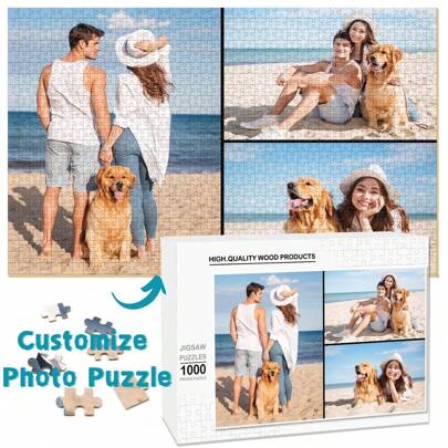1Pc Customized Puzzle Personalized Puzzle Photos Customized Puzzle 70/100/300/500/1000 Wooden Puzzle Family Photo Puzzle, Couple, Portrait, Wedding Anniversary, Pet, Birthday Gift, DIY Customized Gift, Create Your Own Customized Photo Puzzle.