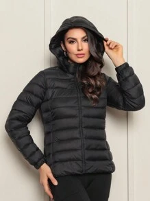 Jaqueta Feminina Puffer Gominho Bobojaco Moda Inverno Com Capuz Removível