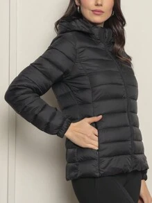Jaqueta Feminina Puffer Gominho Bobojaco Moda Inverno Com Capuz Removível