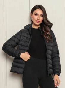 Jaqueta Feminina Puffer Gominho Bobojaco Moda Inverno Com Capuz Removível