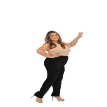 WOMEN'S VELVET COLLAR PANTS KNIFE POCKET HIGH WAIST PLUS SIZE - màu đen - Xem 3