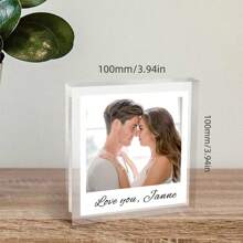 1pc Customized Acrylic Photo Block - Personalize With Your Photos And Text, Suitable For Holidays, Birthdays, Anniversaries, Graduations, And Other Special Occasions, Personalized Acrylic Printed Gift, Valentine Day Decor Students, Kids For Valentine's Day, For Anniversaries, For Weddings, For Mother's Day, For Children's Day, For Birthdays, For Father's Day, For Graduation, For Housewarming School, Office, Home - Crystal Color - View 4