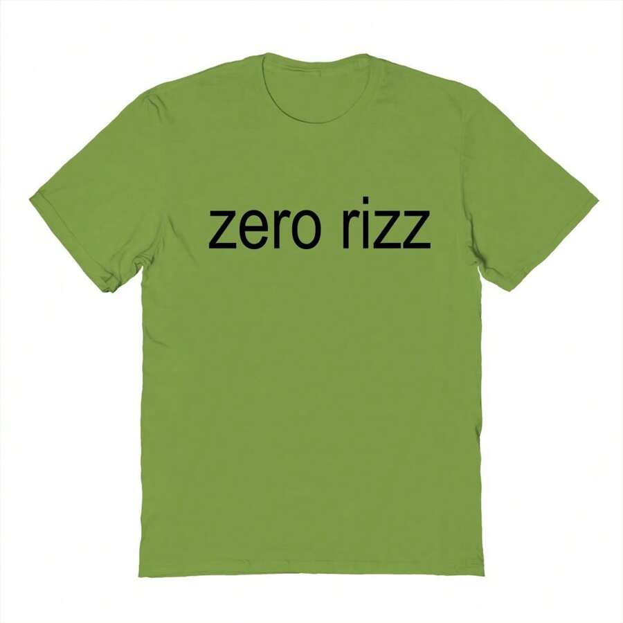 Nearly There Zero Rizz Unisex Graphic Cotton Short-Sleeve T-Shirt - 青檸色 - 查看 1