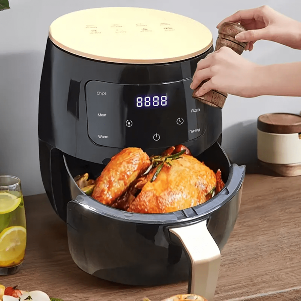 Freidora De Aire 6l Inteligen,saludable de cocinar sin aceite, Cuenta con 8 menús automáticos,controles digitales de un solo toque para un acabado perfecto y bajo en calorías, 100% digital, canastilla antiadherente