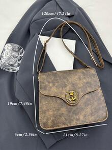 New Vintage Women Crossbody Bag Casual Shoulder Bag Big Capacity PU Leather Bag With Metal Lock Decor, Suitable For Young Ladies Daily Use, Shopping And Gift - Brown - View 7