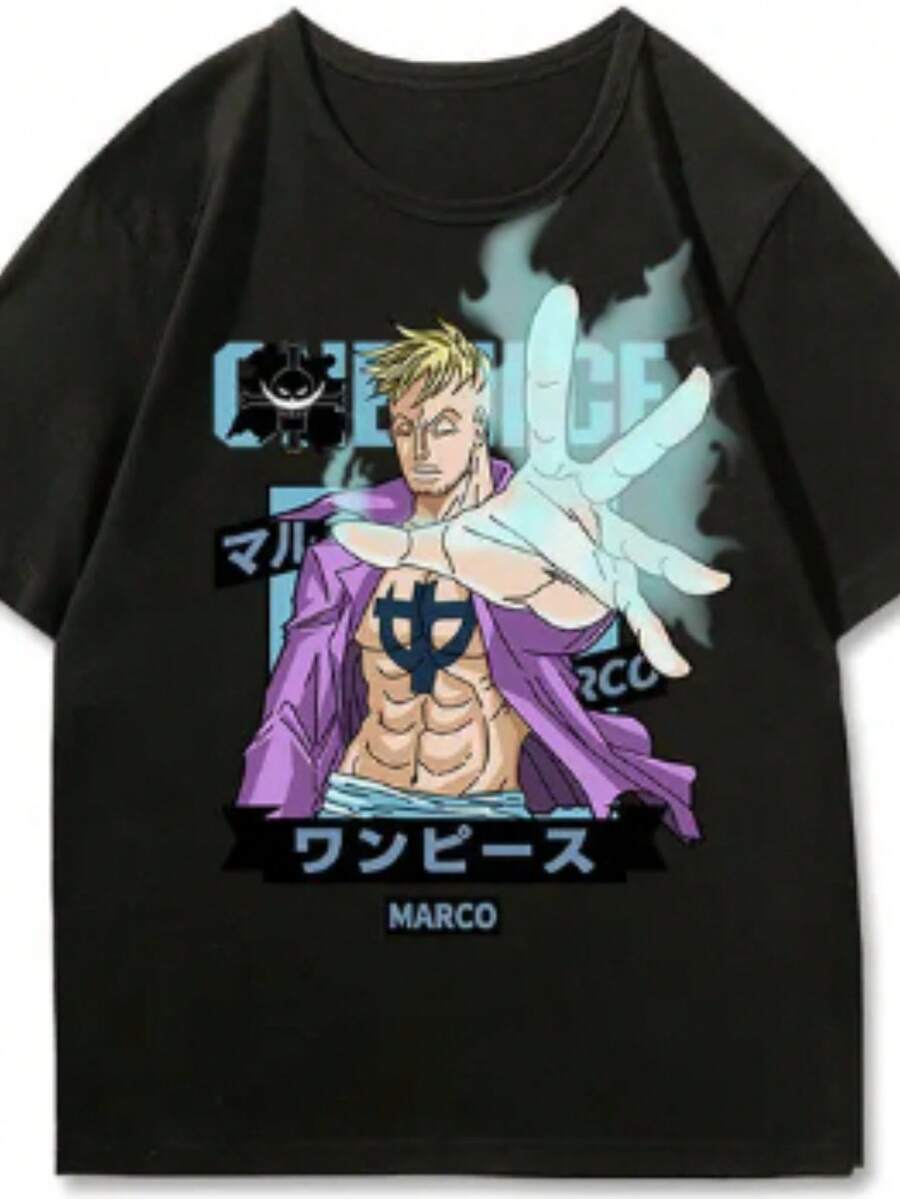 Anime One Pierce Unisex 100% Cotton Streetwear T-Shirt Launch Shipping In Various Colors!! - 黑色 - 查看 1