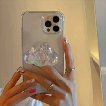 Cute 3D Laser Cloud Foldable Ring Holder - Multifunctional Phone Grip & Stand, Suitable For IPhone, Android Phones, Birthday, Gift For Family And Friends, Push-Pull Phone Grip, Phone Stand, Phone Accessory - Multicolor - View 1