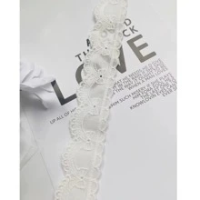 2 yardas x 3 cm de ancho Encaje bordado con mariposas de doble cara, artesanía, costura DIY decoración para ropa, cortinas - Multicolor - Ver 7