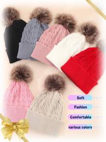 1pc Casual Striped & Plaid Knit Beanie Hat, Warm Acrylic Slouchy Ski Cap For Men And Women, Autumn/Winter - A - View 2