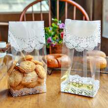 50pcs/Set Transparent Food/Candy/Cake Plastic Self-Sealing Bags, 5.9in X 2.75in