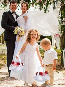 1pc Wedding Flower Girl Basket Mini Lace, Feather, And Flower Basket With Handle For Wedding, White Lace Flower Basket Used As Photography Prop And Wedding Accessories Jewelry Flower Basket - Multicolor - View 6
