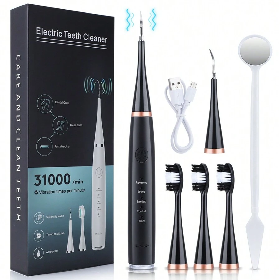 Hailicare Cepillo de dientes eléctrico 6 en 1, 5 niveles de intensidad, batería de larga duración, gran capacidad de limpieza para proteger la salud bucal, esencial para uso doméstico