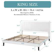 Platform Bed Frame With Velvet Upholstered Plush Vertical Channel Headboard, Full/Queen/King Size, No Box Spring Needed, Easy Assembly, White/Black/Pink/Blue/Green * Bed Frame Queen Queen Bed Frame Bed Frame Full Full Size Bed Frame King Size Bed Frame Twin Bed Frame Room Decor Home Decor Christmas Decor Bedroom Decor Valentine Day Decor Storage Living Room Decor Furniture House Decor - 白色 - 查看 10