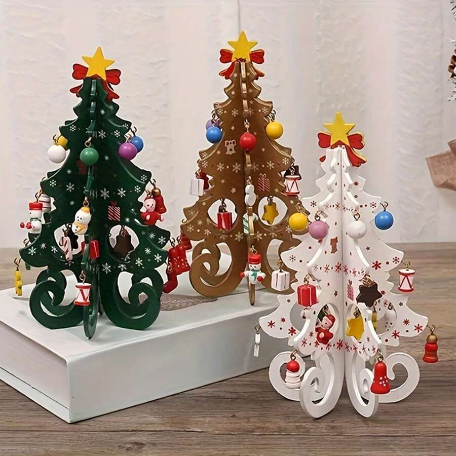 Stereo Wooden Christmas Tree Ornaments, Handmade DIY Christmas Tree, Christmas Decoration