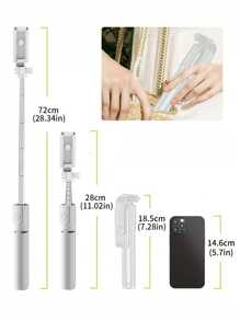 1 gậy tự sướng chống rung màu đen có chân máy và tay cầm mở rộng, xoay tự động 360° để chụp ảnh bằng điện thoại và phát trực tiếp - trắng - Xem 9