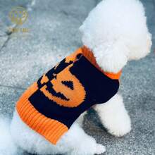 Pets Tale Yin Yang Ghost Face Dog Sweater - Halloween Edition - Orange - View 8