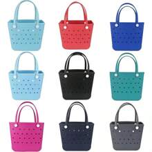 Medium Beach Bag, Waterproof Rubber Beach Bag, Washable Open Tote Bag Durable Tote Travel Bags For Outdoor Sport - 深綠色 - 查看 2