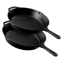 Paquete de 2 piezas de hierro fundido - Sartenes de hierro fundido de 10" y 12" - Multicolor - Ver 2