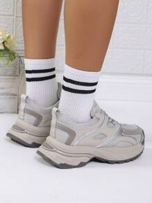 Women's Thick Sole Chunky Sneakers, Spring Autumn Casual Mesh Breathable Hiking Outdoor Elevator Comfortable Athletic Shoes, Fashion