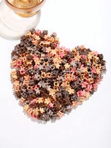 50 件儿童发夹 - 棕色星星发夹 - 花朵小发夹 - 优雅女孩配饰 - 婴儿日常装饰 - 节日派对发饰 - 彩色 - 查看 3