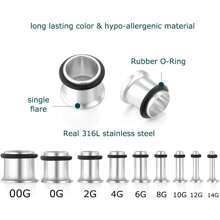 14G-00G 36PCS Ear Gauges Stretching Kit Tapers Plugs Eyelets Implant Grade Steel - Silver-tone - View 4