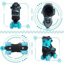 Roller Skates For Boys And Girls, 4 Sizes Adjustable Skates For Kids Youth With All Light Up Wheels Beginners Quad Skates - Z-teal - View 4