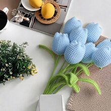 1pc,DIY Crochet Tulip Gift, DIY Artificial Flowers Bouquet Handmade Knitted Tulip Bouquet Crochet Flower Bouquet Gift For Women, Valentine Day, Gift Gifts Birthday Graduation - Multicolor - View 24