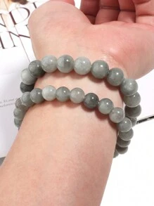 1 Stück Armband aus Jade für Wohlstand und Fülle, Jadeit Edelstein Geschenk für gutes Glück, Kreativität und die Absorption negativer Energie