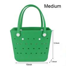Medium Beach Bag, Waterproof Rubber Beach Bag, Washable Open Tote Bag Durable Tote Travel Bags For Outdoor Sport - 深綠色 - 查看 1