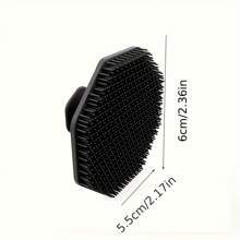 1 pieza Cepillo de silicona para limpieza de poros, peine de masaje para barba, cepillo de baño exfoliante, cepillo de limpieza facial manual - Negro - Ver 3