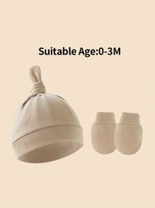 4 zestawy czapeczek do smoczka dla noworodków z serii Brown + zestaw rękawiczek antypoślizgowych, odpowiednie do codziennego użytku dla niemowląt