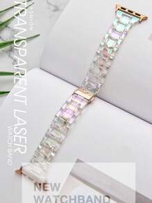 1条女士时尚透明彩虹表带，兼容 46mm 49mm 40mm 44mm 45mm 41mm 42mm 38mm Ultra 49mm，透明彩色风格腕带，兼容 Series 11 10 9 8 SE 7 6 5 4 3 2 1 Ultra 3/2/1，智能手表表带配件，兼容S10/S11，时尚替换表带，适合日常佩戴 - 無色 - 查看 7