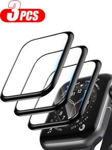 3入組/套軟玻璃兼容 Apple Watch 屏幕保護膜 44mm 45mm 41mm 38mm 42mm 9D 高清全膜 Apple Watch Series 6 5 3 8 7 se 40mm 配件，兼容 Apple Watch Series SE/8/7/6/5/4/3 /2/1 - 黑色 - 查看 2