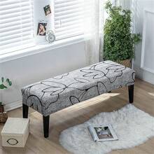 1PC Printed Dining Bench Cover Spandex Elastic Living Room Piano Bench Stool Slipcover Long Chair Seat Covers For Bedroom Kitchen - Grey - View 1