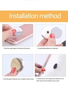 New Mini Magnetic Detachable Metal Car Phone Holder, Multifunctional Magnetic Cell Phone Mount For Car And Home Use - Multicolor - View 5